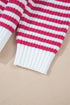 Stripe Zip Up Collar Drop Shoulder Sweater